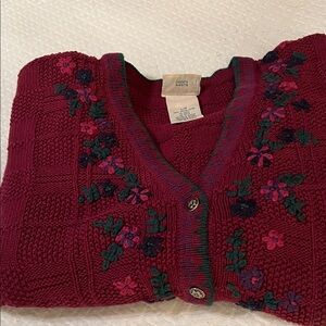 Northern Reflections Floral Knit Cardigan - Burgundy’s